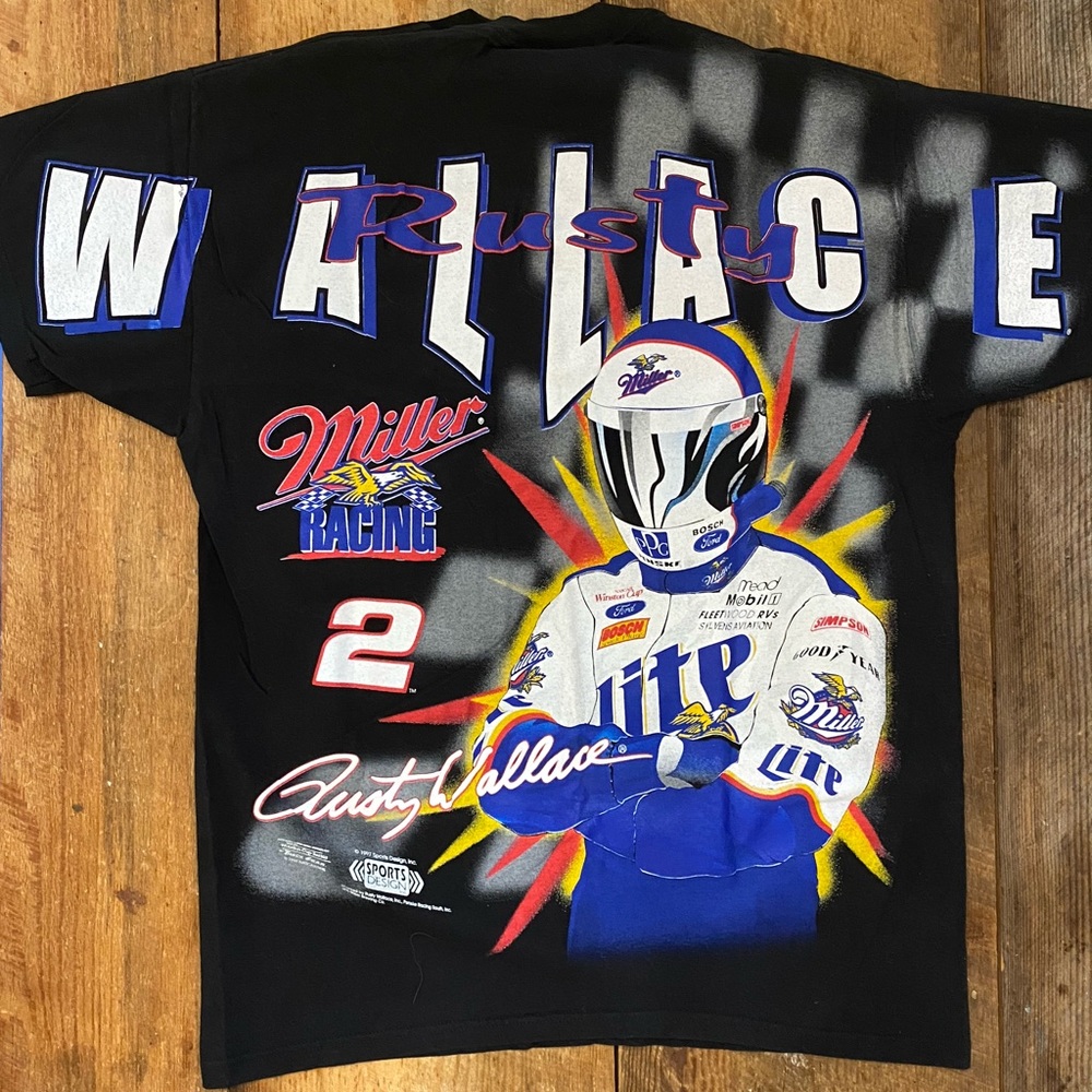 Vintage Rusty Wallace Full Graphic Pocket T-Shirt